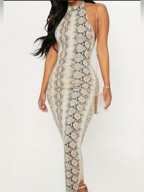 open lace back dress Abstract Print Plisse Cowl Plunge Maxi Dress